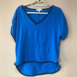 MILLY Blue Silk Blouse